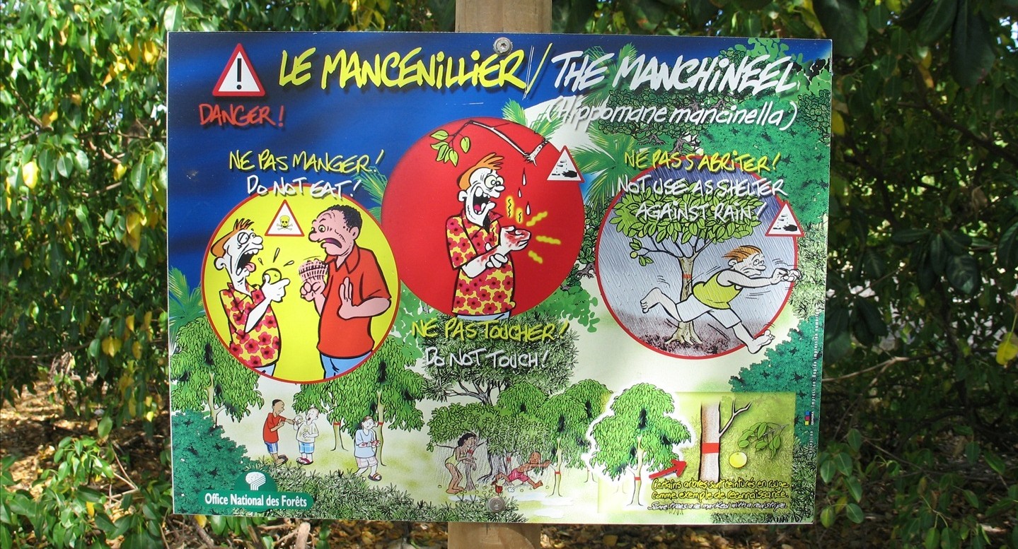 Manchineel tree warning by Gael Chardon via Flickr (CC BY-SA 2.0)